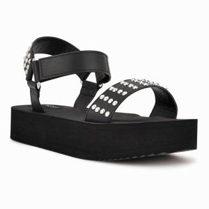 Nine West Comehere Studded Platform Sandals - Black - Ireland (BY9875320)